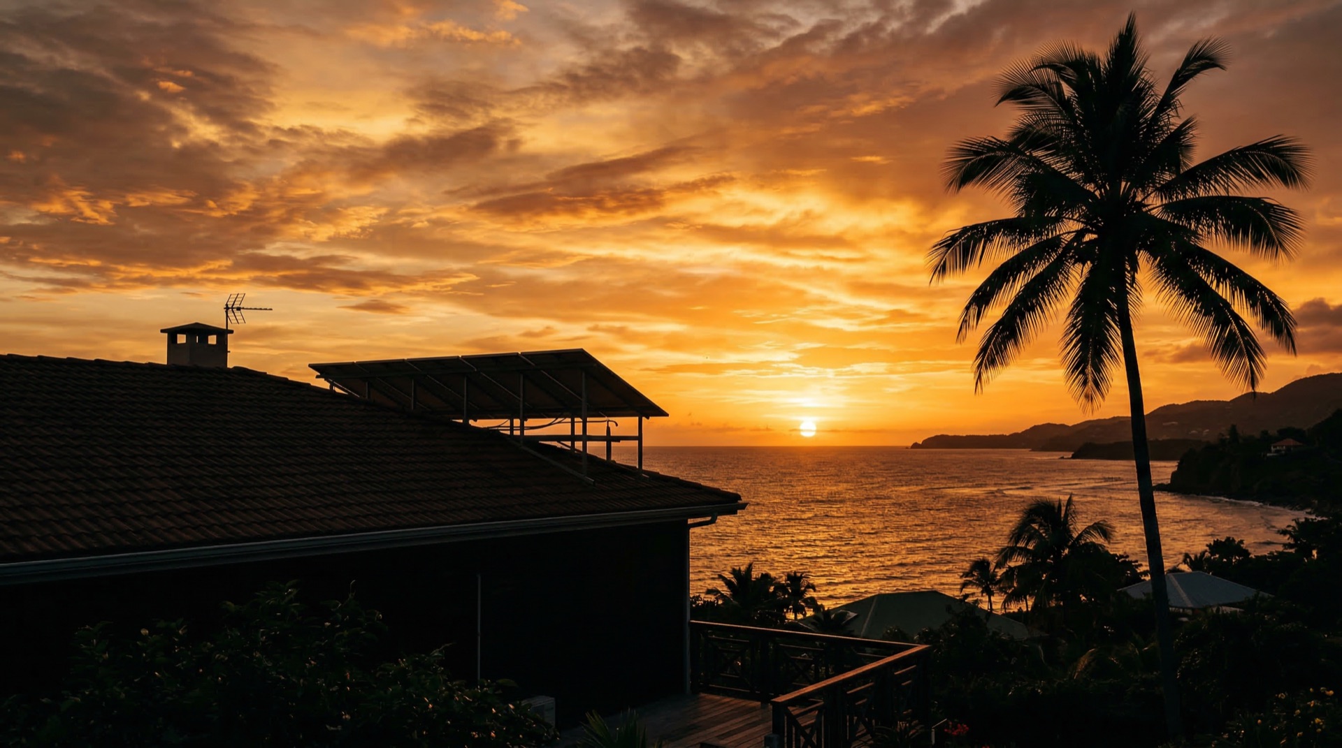 Énergie solaire coucher de soleil Caraïbes